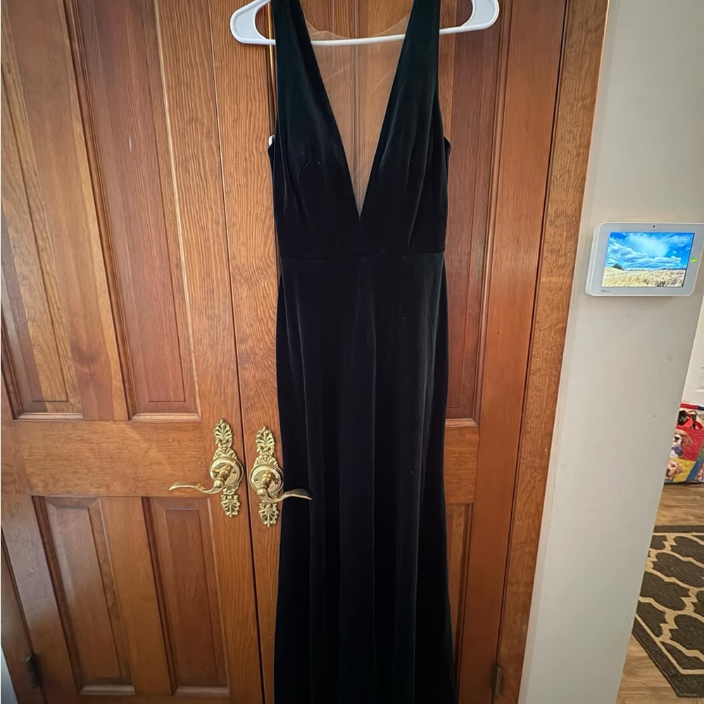 Jenny Yoo Elegant Black Velvet Evening Gown